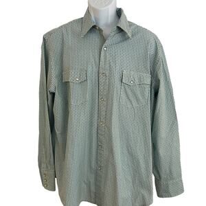 Wrangler Wrancher Pearl Button Western Shirt Cowboy Ranch Size L